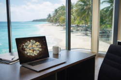 Tropical office with financial flair.png